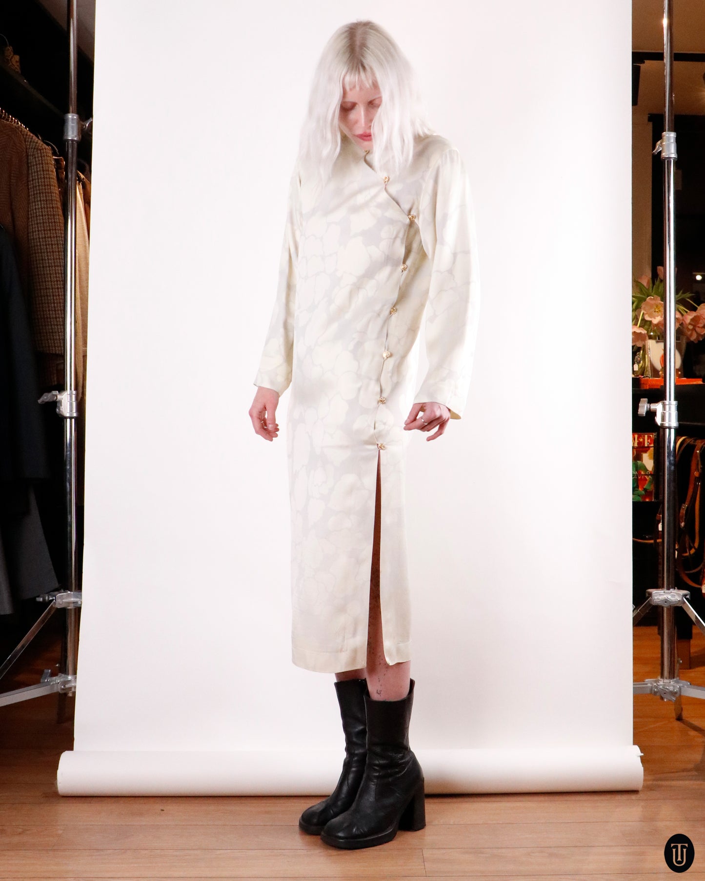 70's Yves Saint Laurent Rive Gauche Chinoiserie Silk Dress M