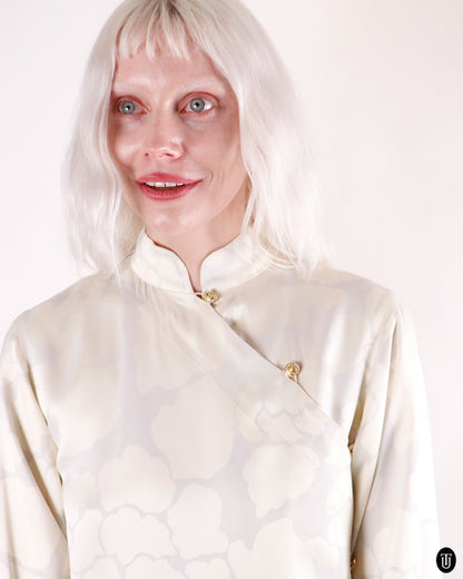 70's Yves Saint Laurent Rive Gauche Chinoiserie Silk Dress M