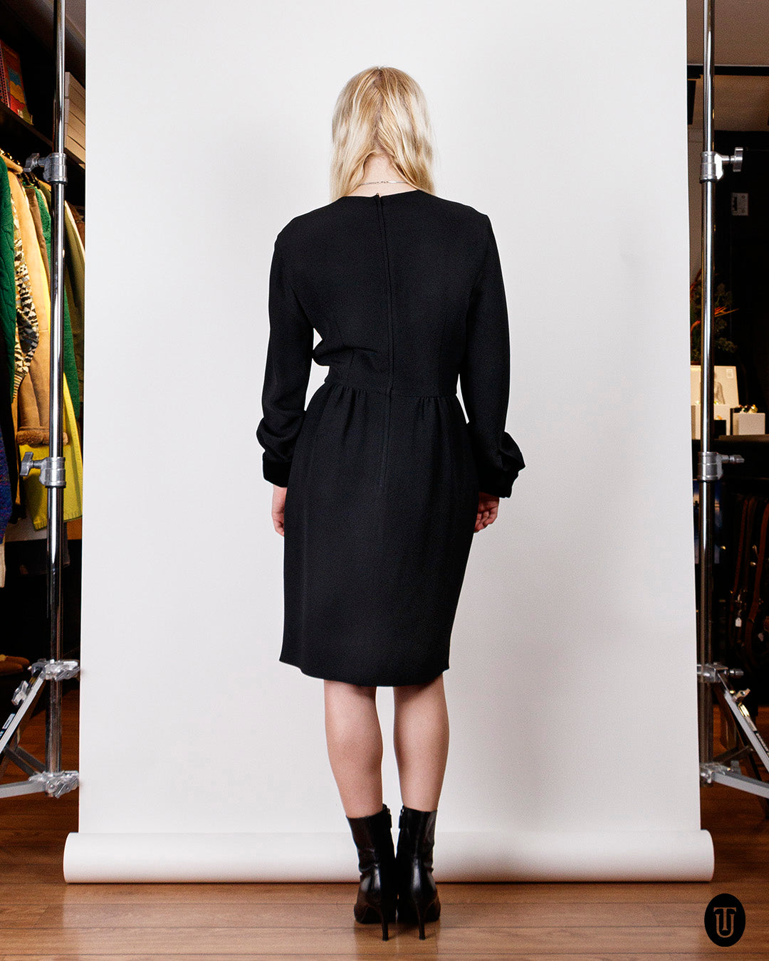 1980s Moschino Couture Black Dress M