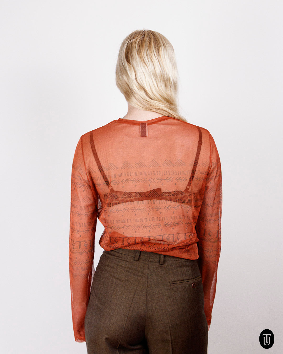 1990s Jean Paul Gaultier Rust Sheer Top M