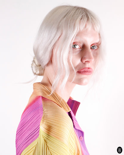 90's Issey Miyaki Rainbow Pleated Shirt M