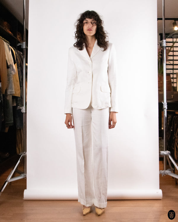 90's Gian Franco Ferré White linen suit S