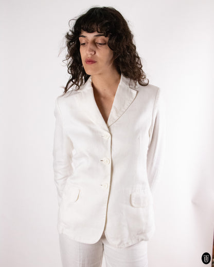 90's Gian Franco Ferré White linen suit S