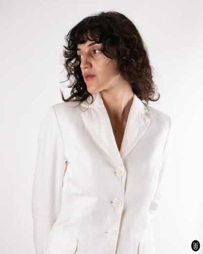 90's Gian Franco Ferré White linen suit S