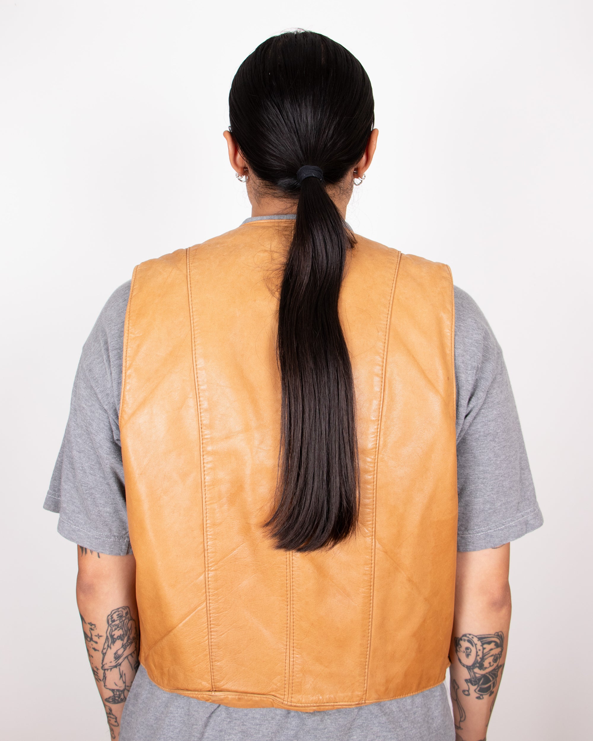 1980s Frye Lined Leather Vest with Tassles S