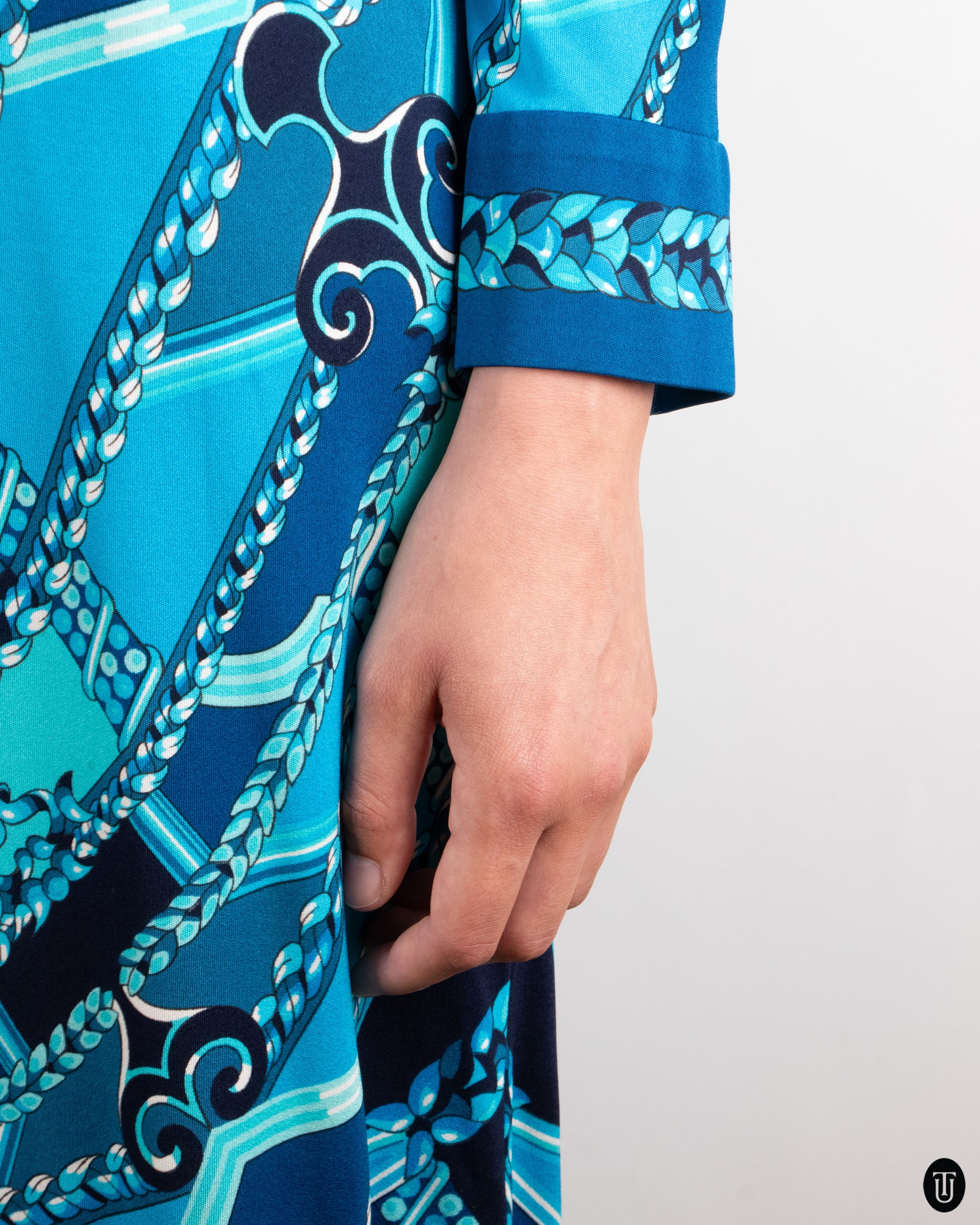 80's Hermès Printed Silk Dress M