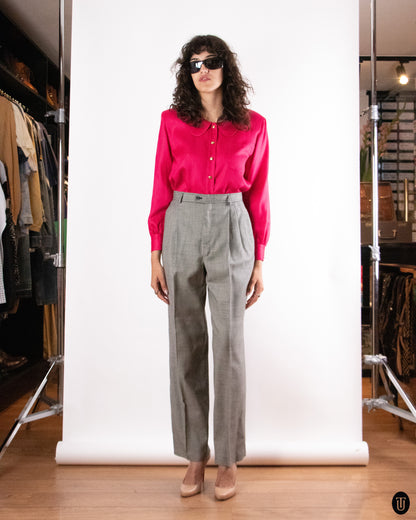 80's Yves Saint Laurent "Rive Gauche" Checkered Cotton Trousers S