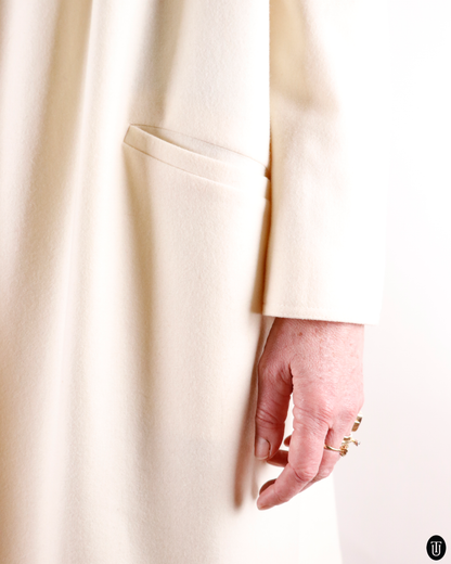 80's Valentino Cream Wool Coat M