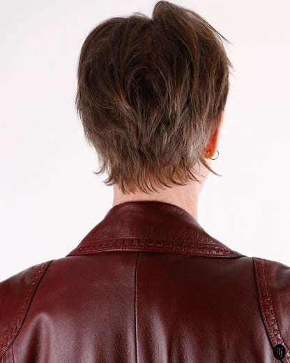 80's Tailored Burgundy Leather Jacket L