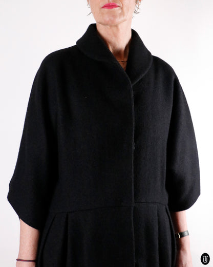 00's Miu Miu Black Wool Cocoon Coat M