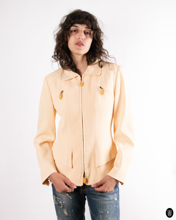 1980's Escada Beige Cotton Jacket S