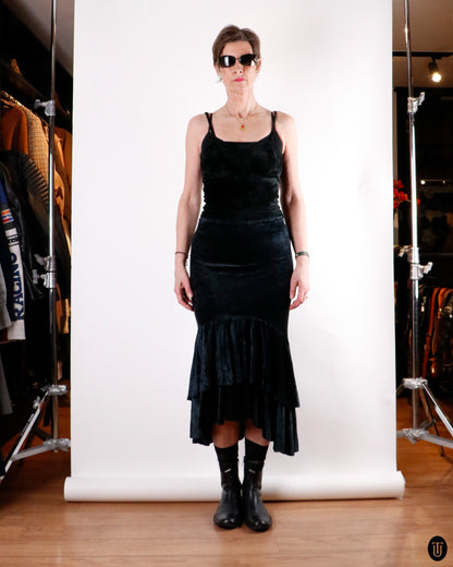 80's Emilio Pucci Bottle Green Velvet Skirt S