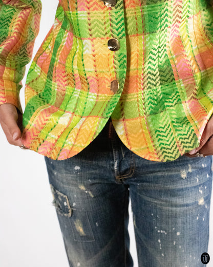 1990's Yves Saint Laurent "Variation" Plaid Blazer L