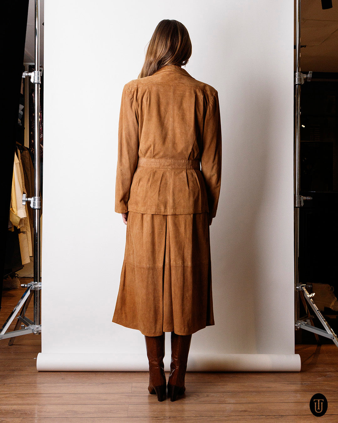 1970s Gucci Suede Skirt Suit S