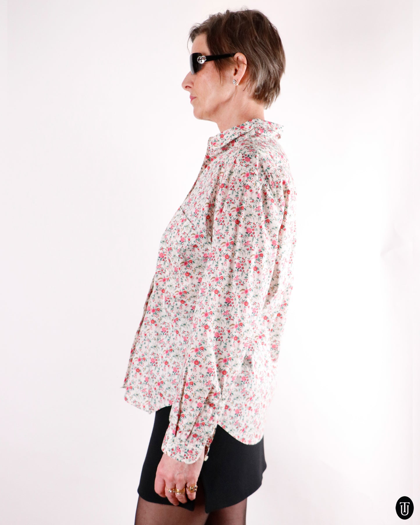 80's Cacharel Floral Liberty Cotton Shirt M