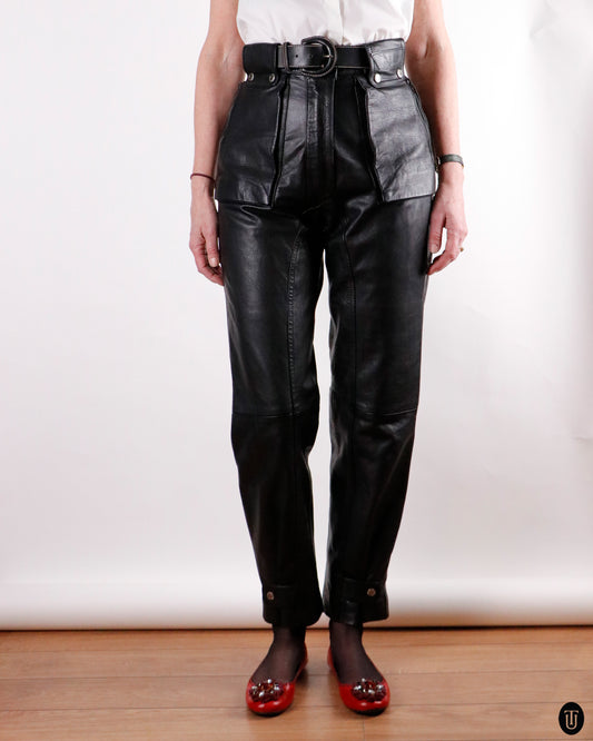 90's Chi Moda Leather Cigarette Trousers M