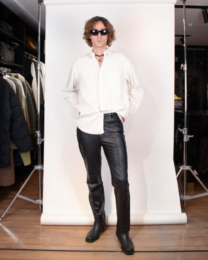 80's Italian Men's Nappa Leather Pants L