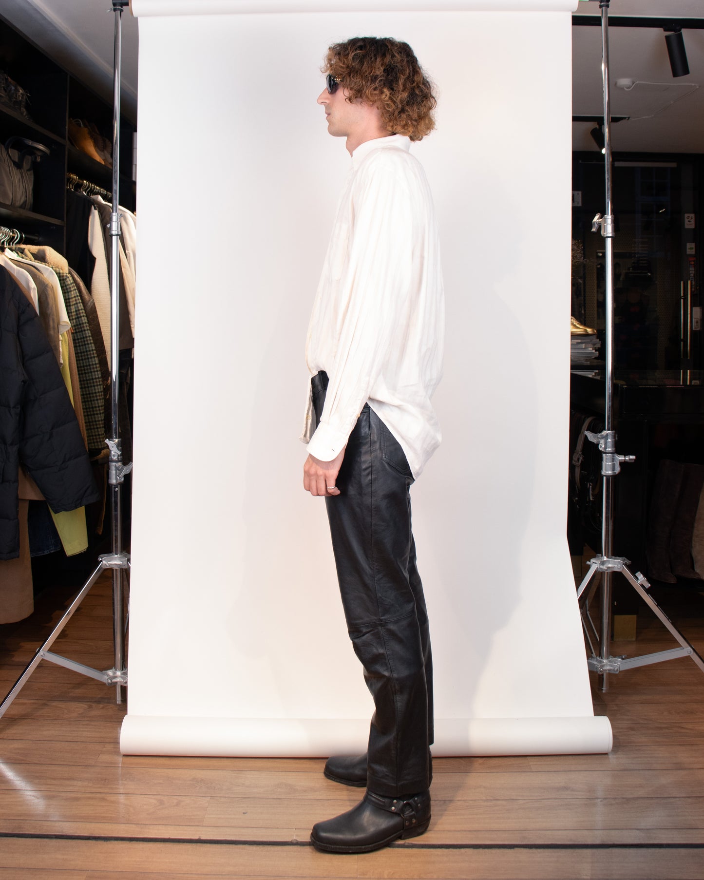 80's Italian Men's Nappa Leather Pants L