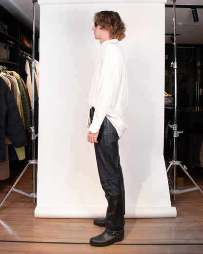 80's Italian Men's Nappa Leather Pants L