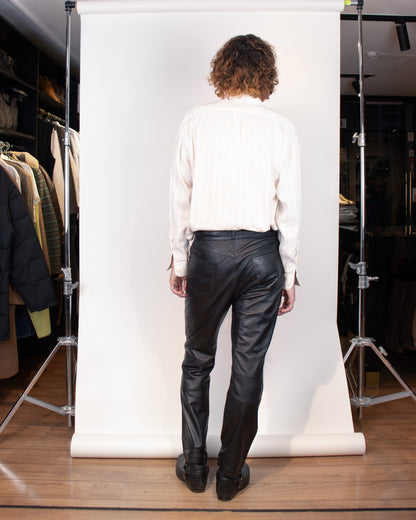 80's Italian Men's Nappa Leather Pants L