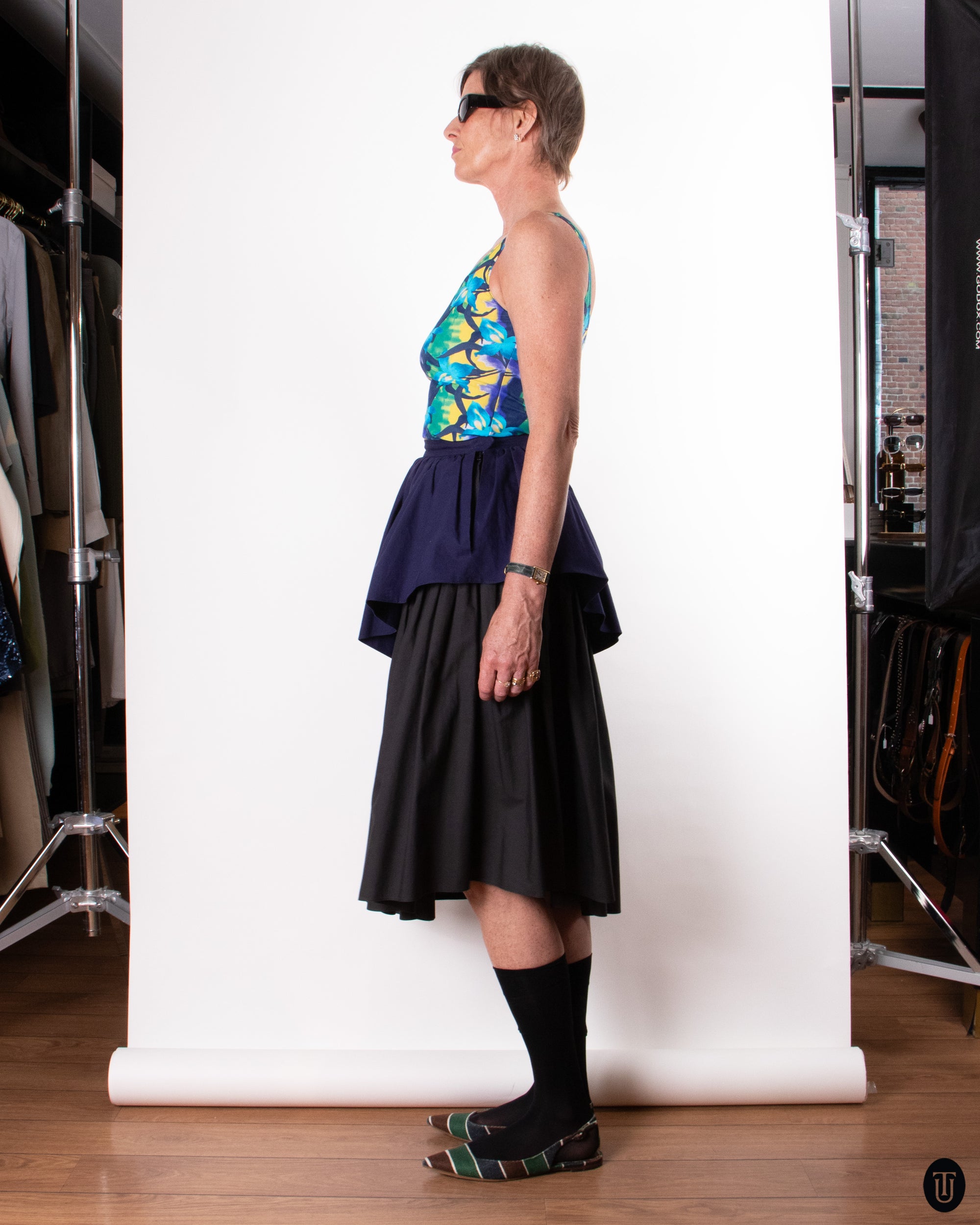 80's Yves Saint Laurent Tiered Cotton Skirt XS
