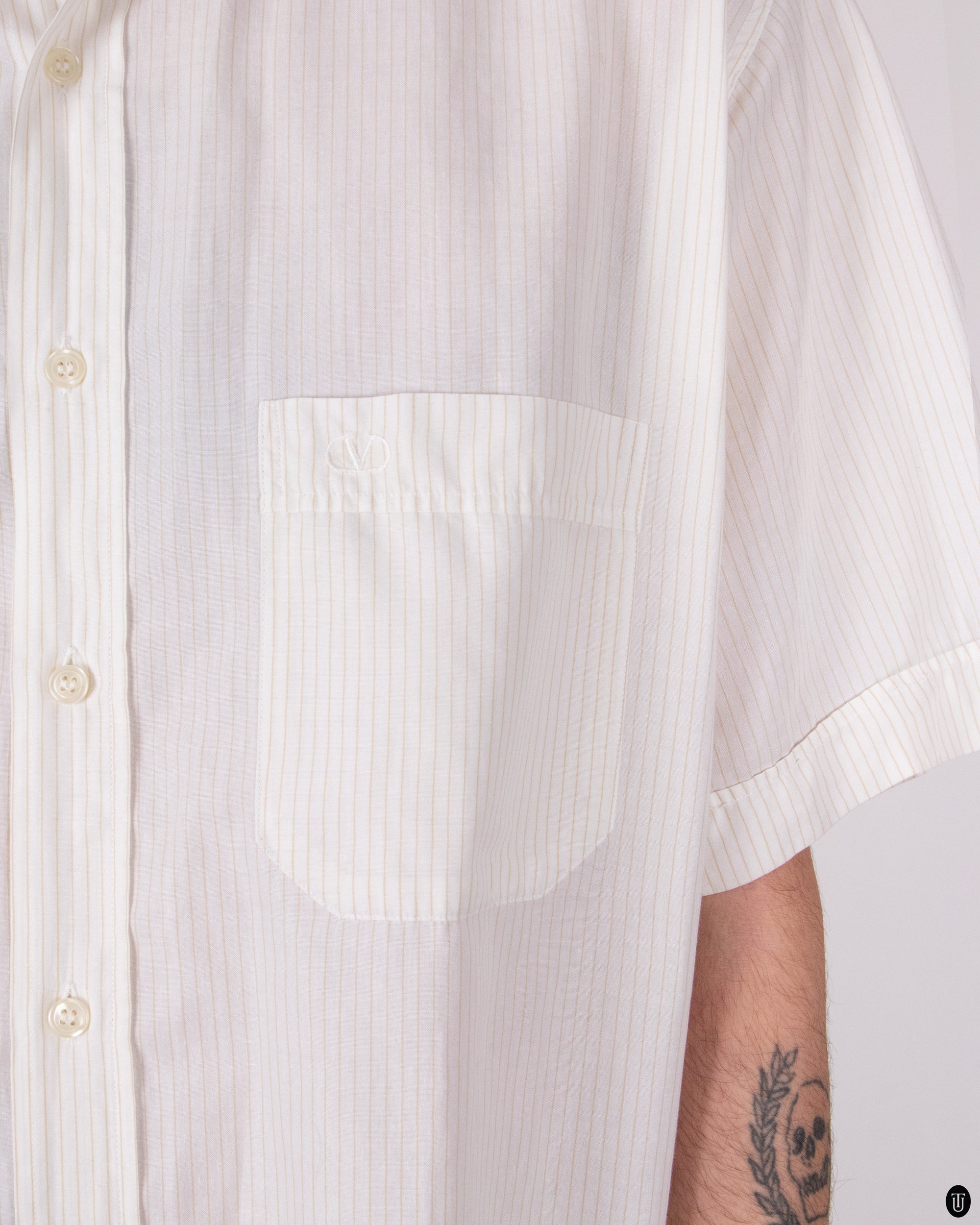 90s Valentino Pinstriped Cotton Shirt S