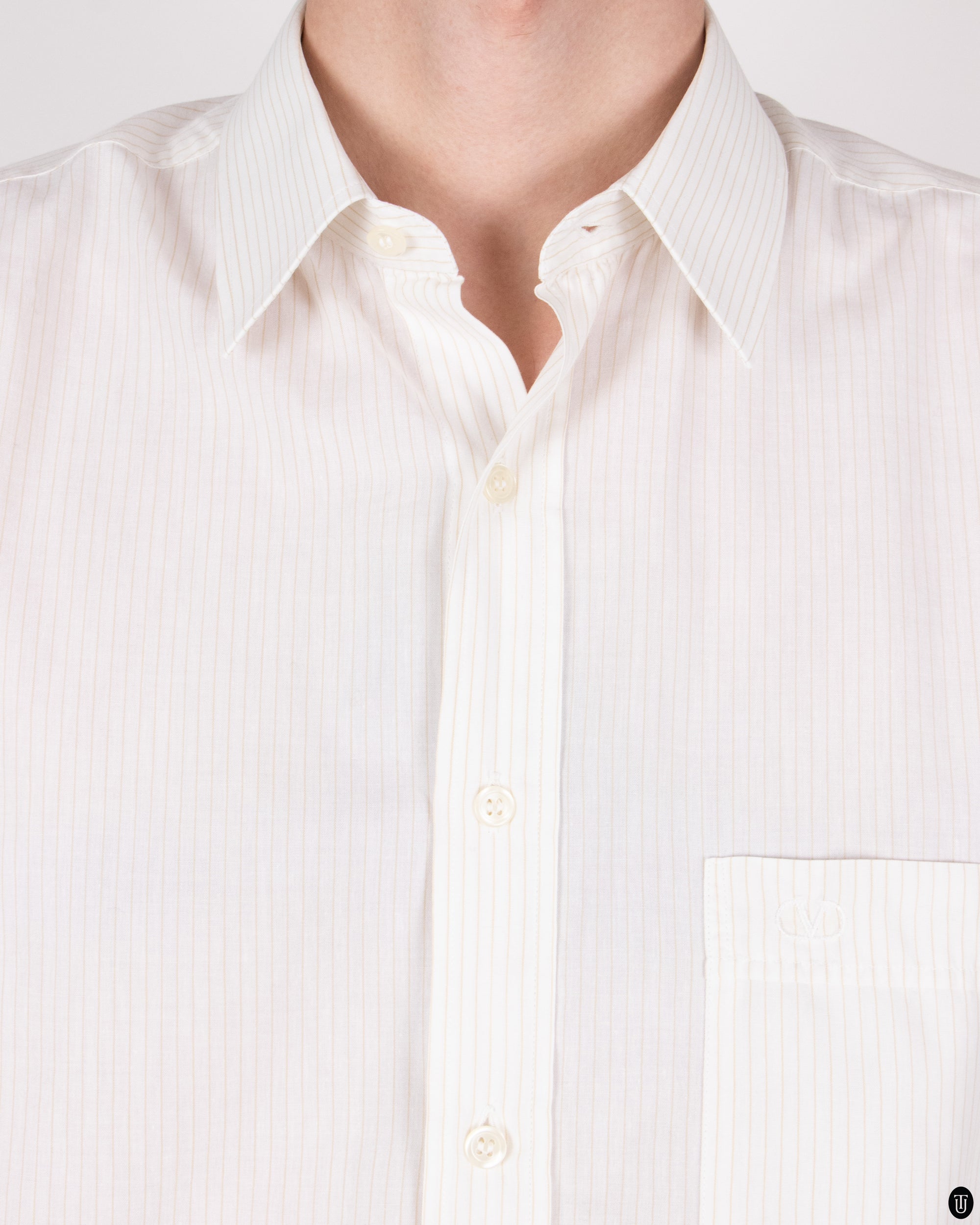 90s Valentino Pinstriped Cotton Shirt S