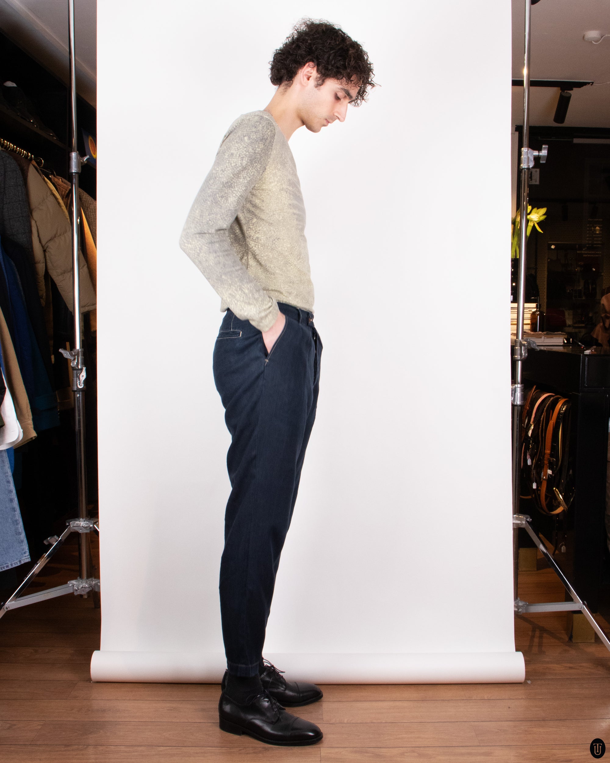 90s Votole Navy Linen Pants M