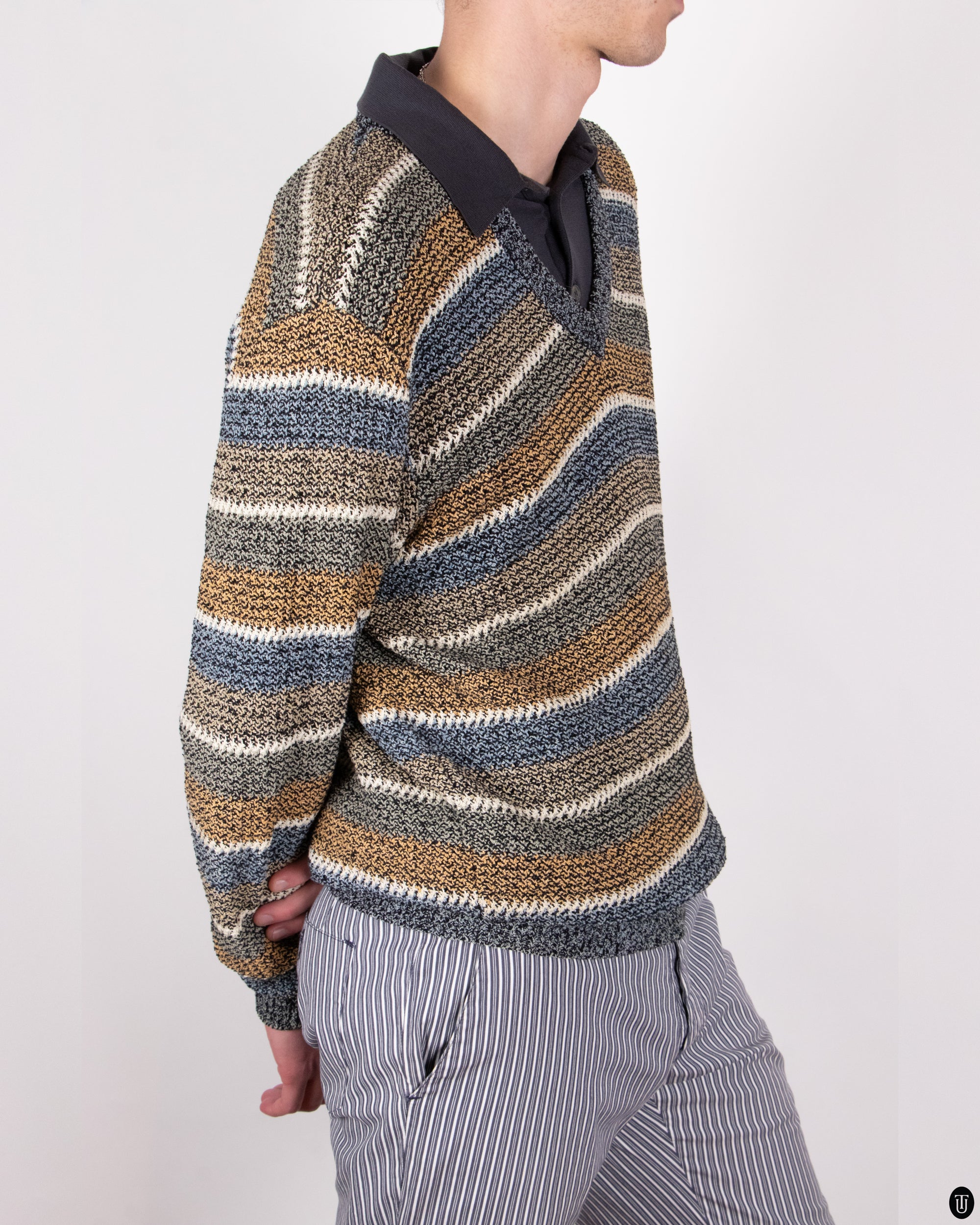 90's Missoni Multi Color V Neck Sweater L