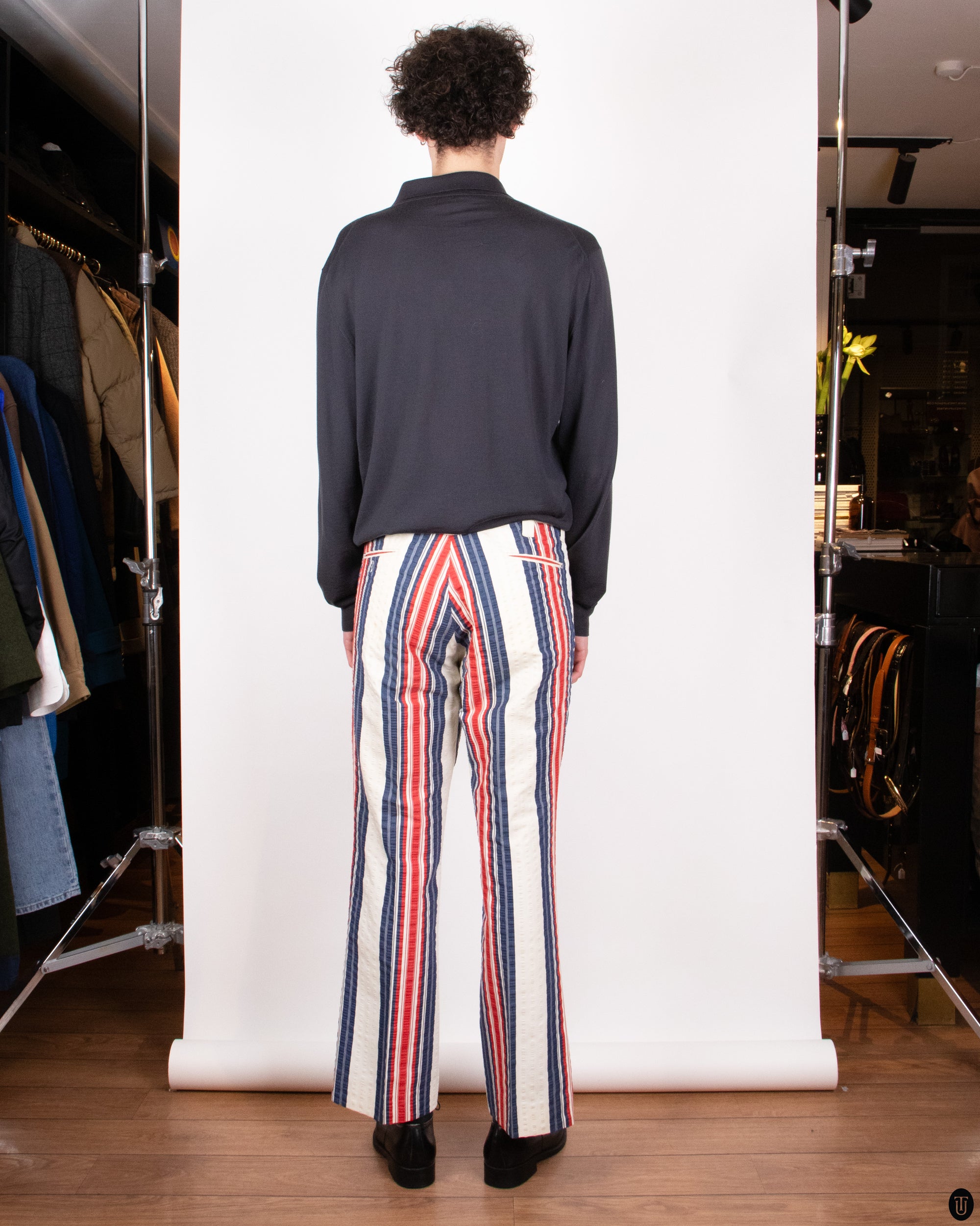 70s Farah Seersucker Flared Pants M