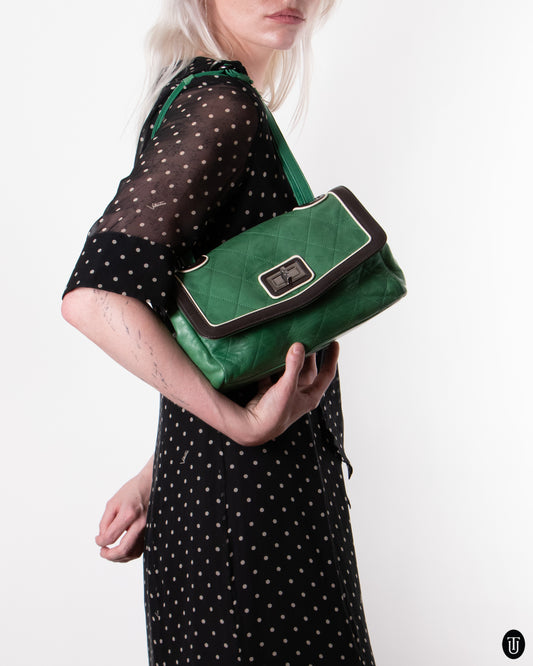 00's Chanel Bag In Green and Black
