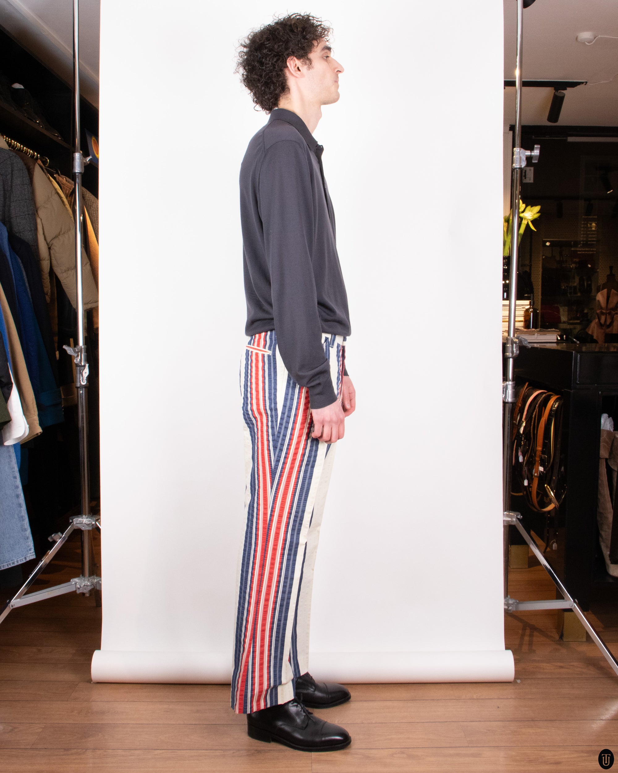 70s Farah Seersucker Flared Pants M