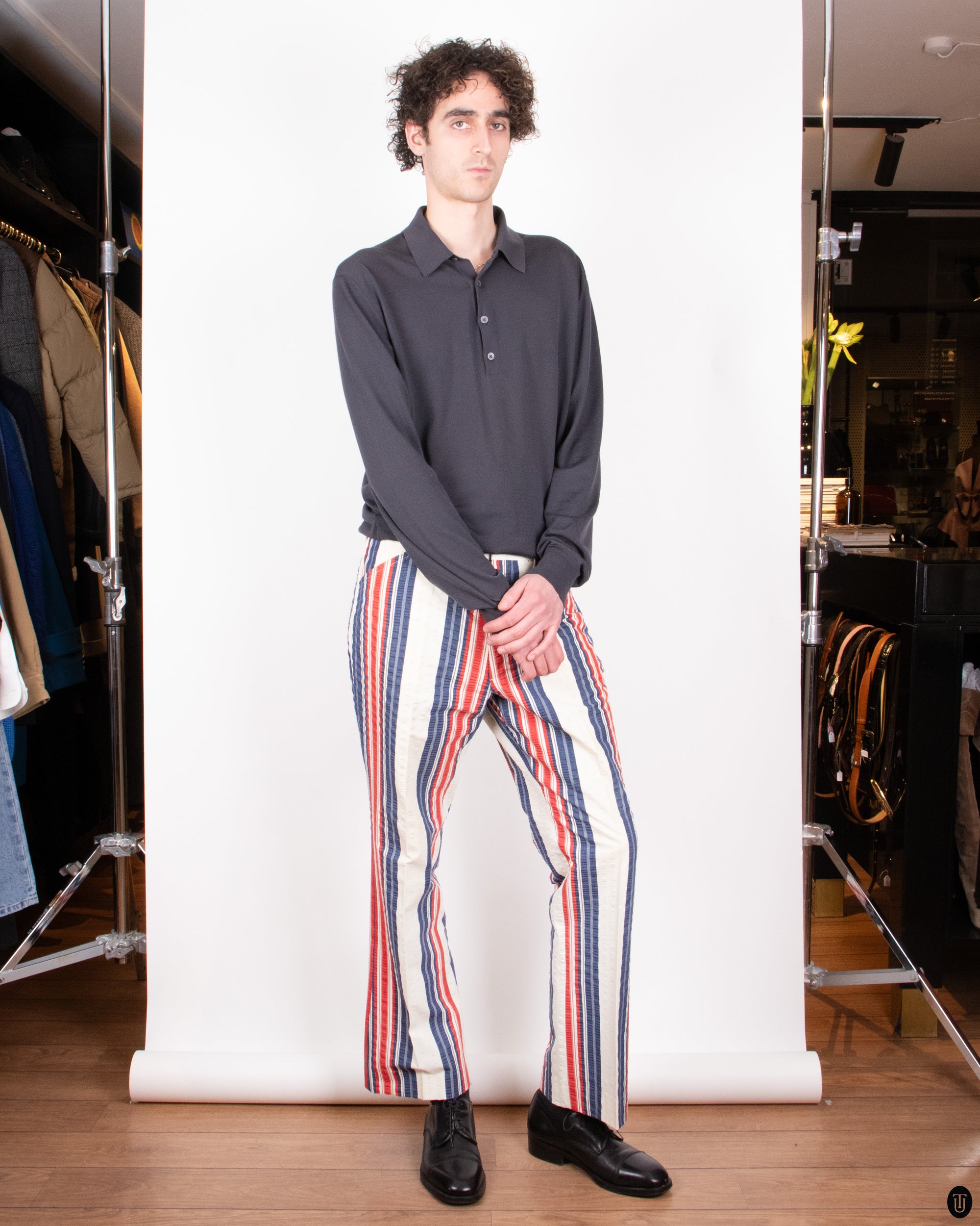 70s Farah Seersucker Flared Pants M
