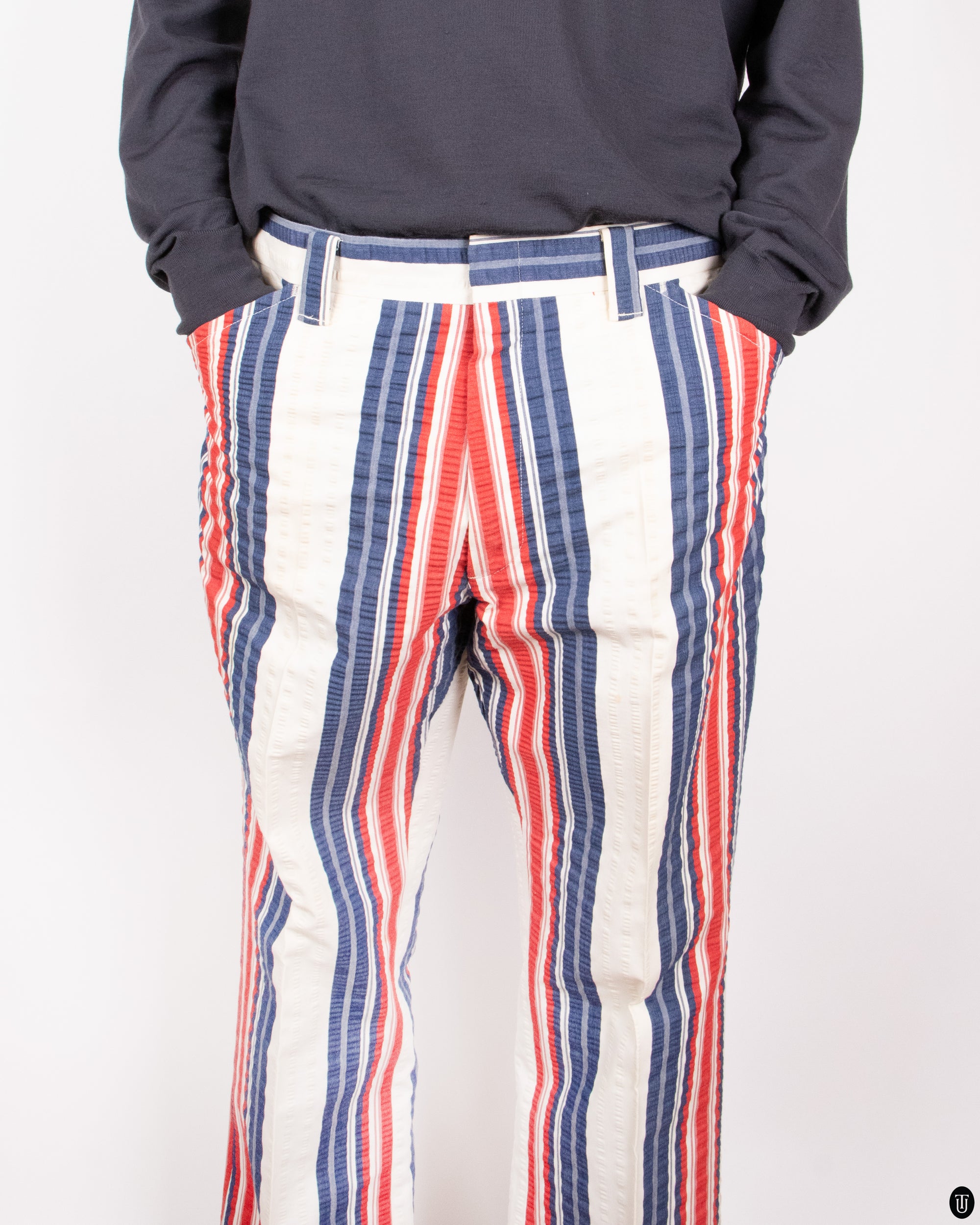 70s Farah Seersucker Flared Pants M