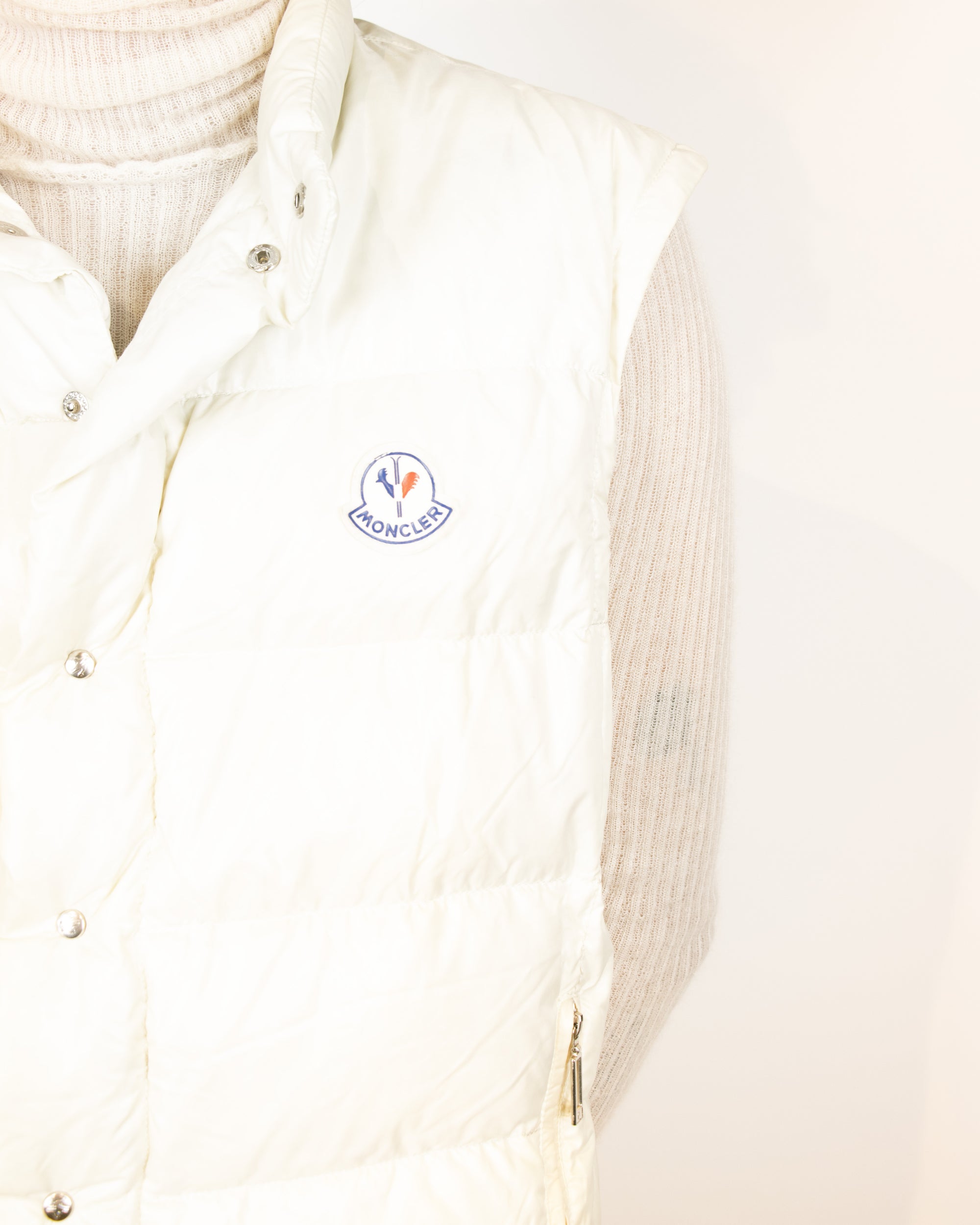 1980s Moncler White Down Vest M