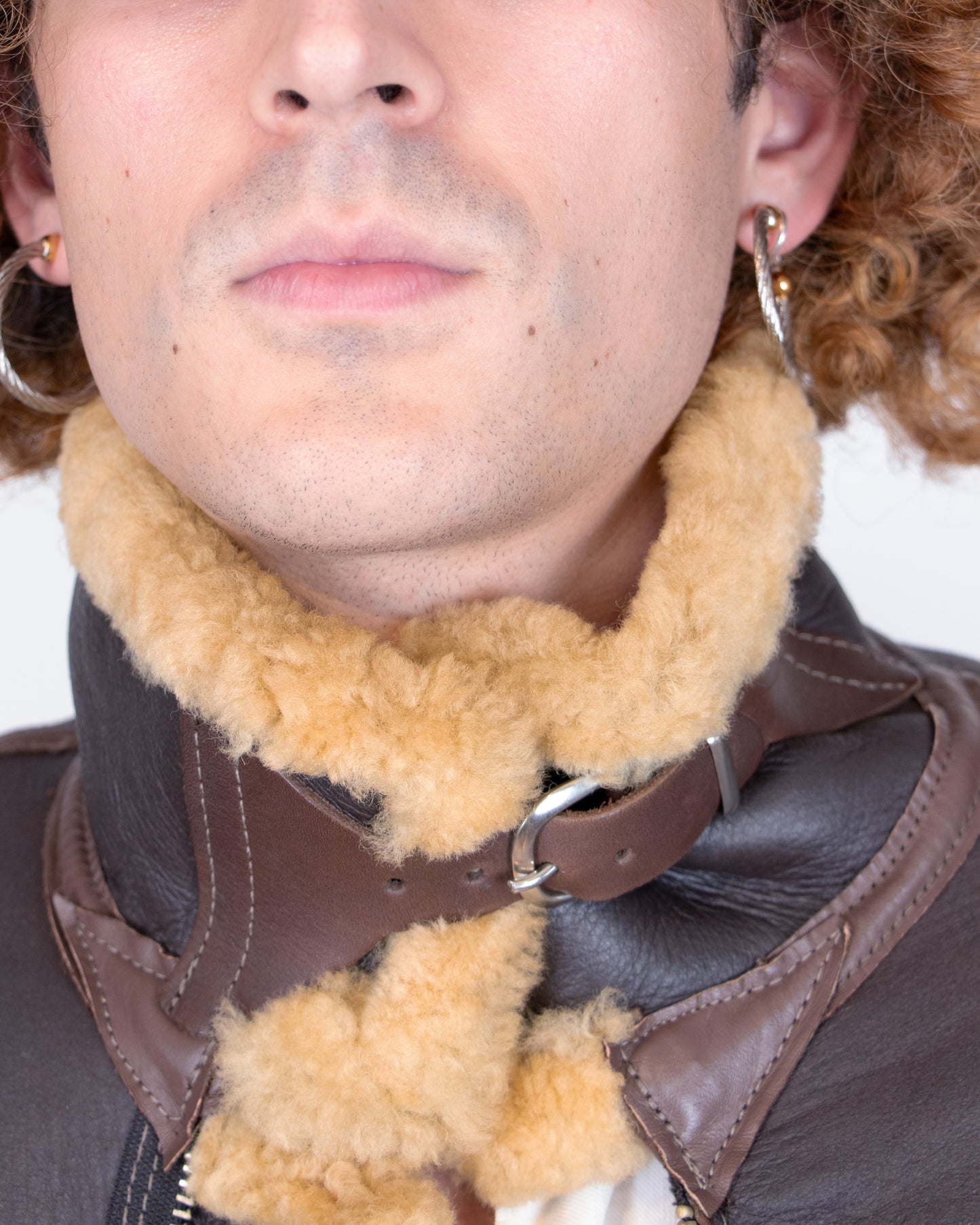 70's United States Air Force Brown Shearling Aviator Jacket S