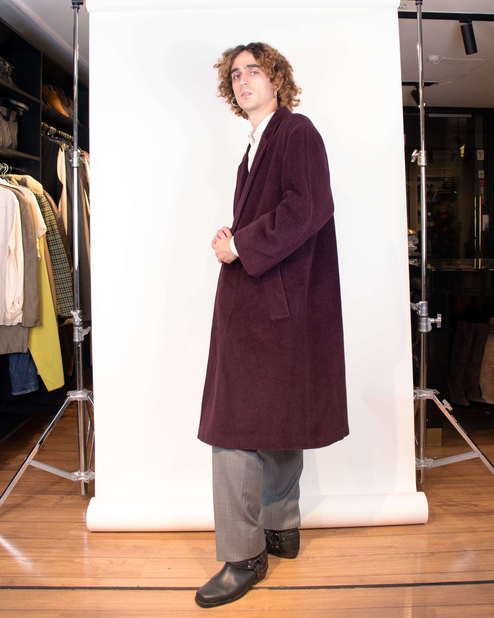 1980s Missoni Burgundy Wool and Cashmere Coat M