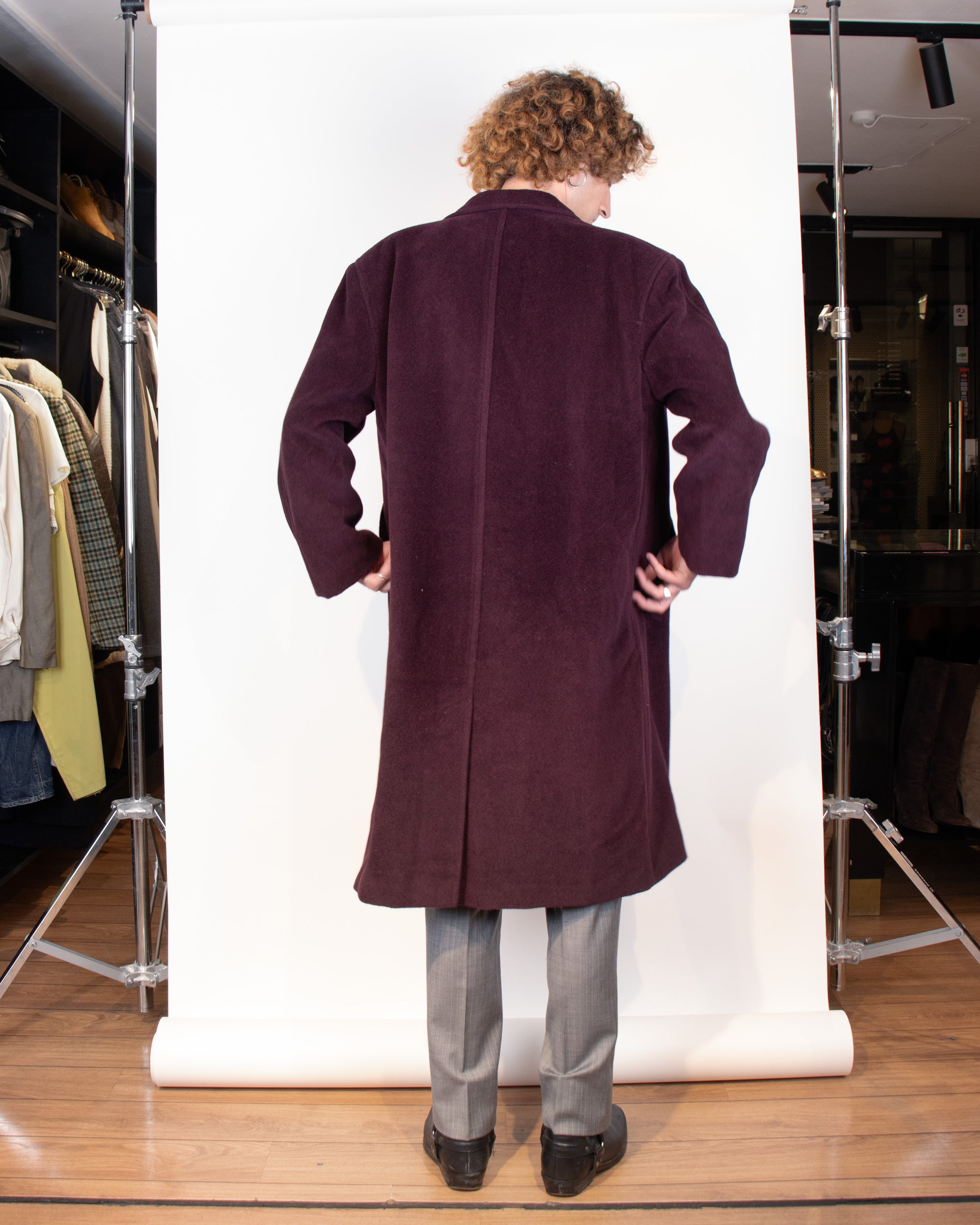 1980s Missoni Burgundy Wool and Cashmere Coat M