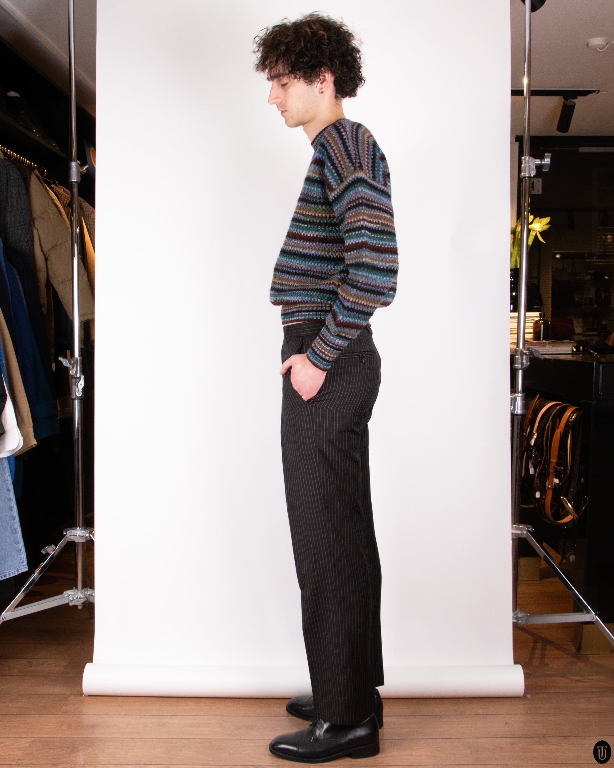 90's Etro Pin Stripe Suit Pants M