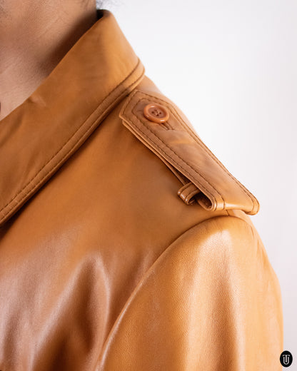 1970's Vintage Leather Trench Coat L