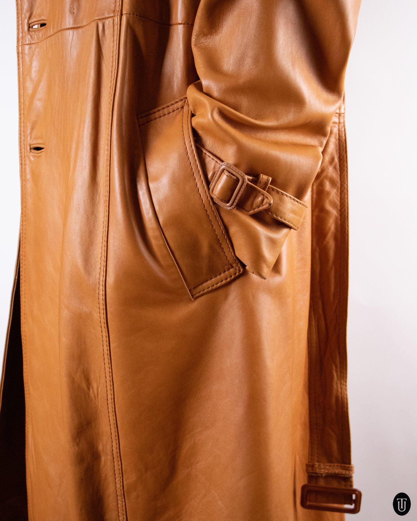 1970's Vintage Leather Trench Coat L