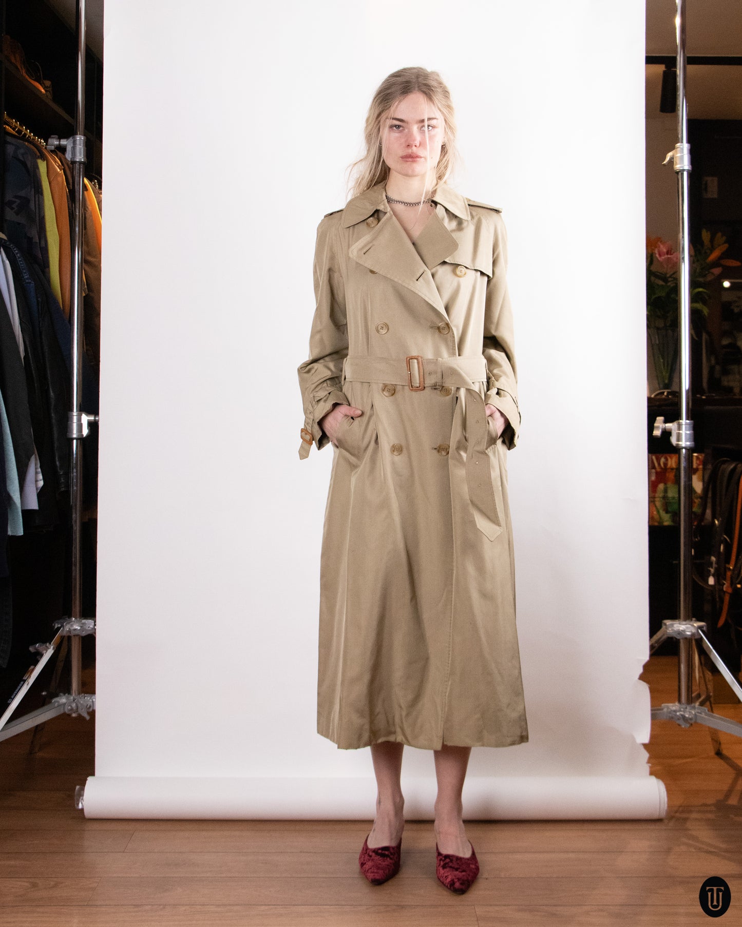 00's Burberry Silk Trench Coat M