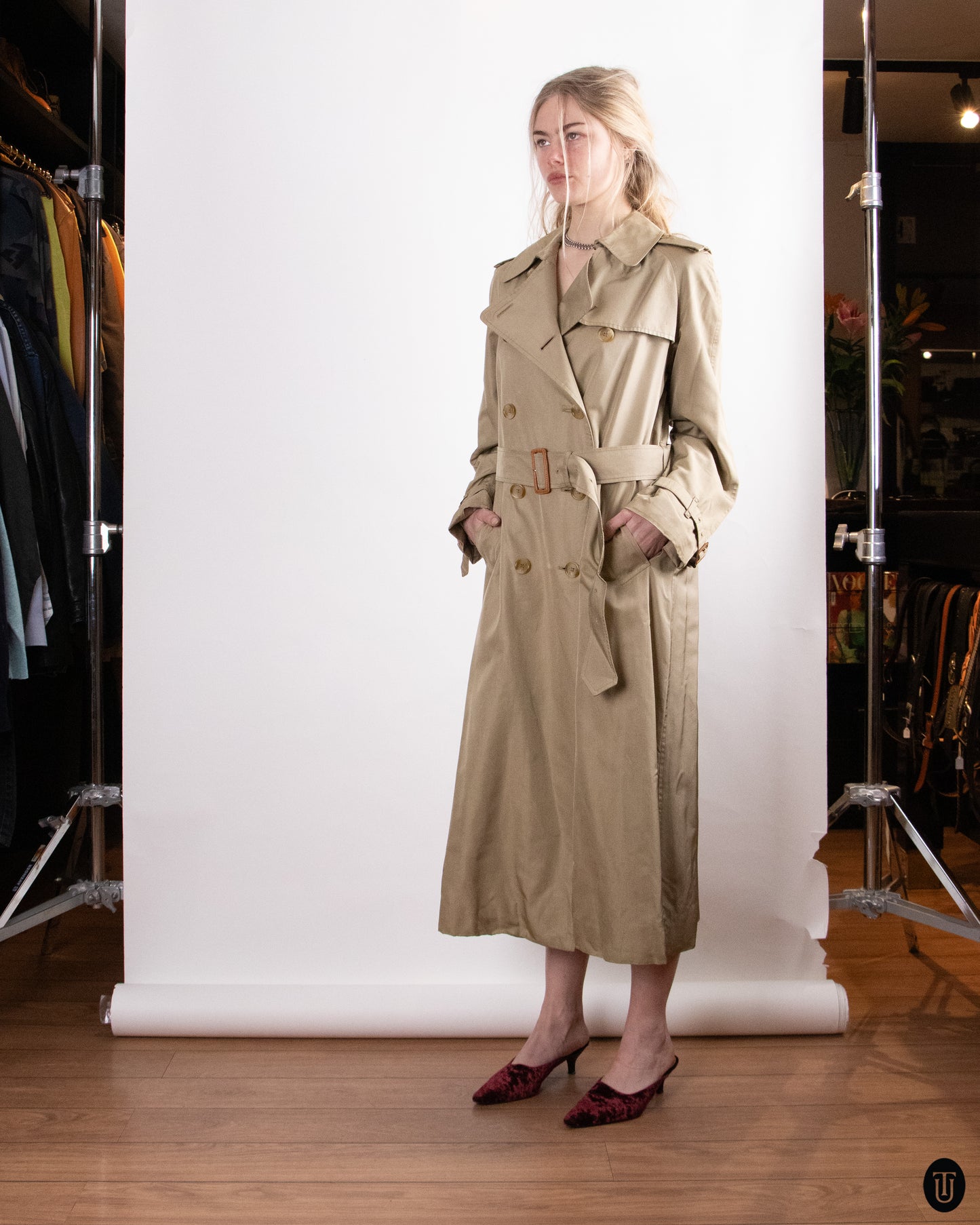 00's Burberry Silk Trench Coat M