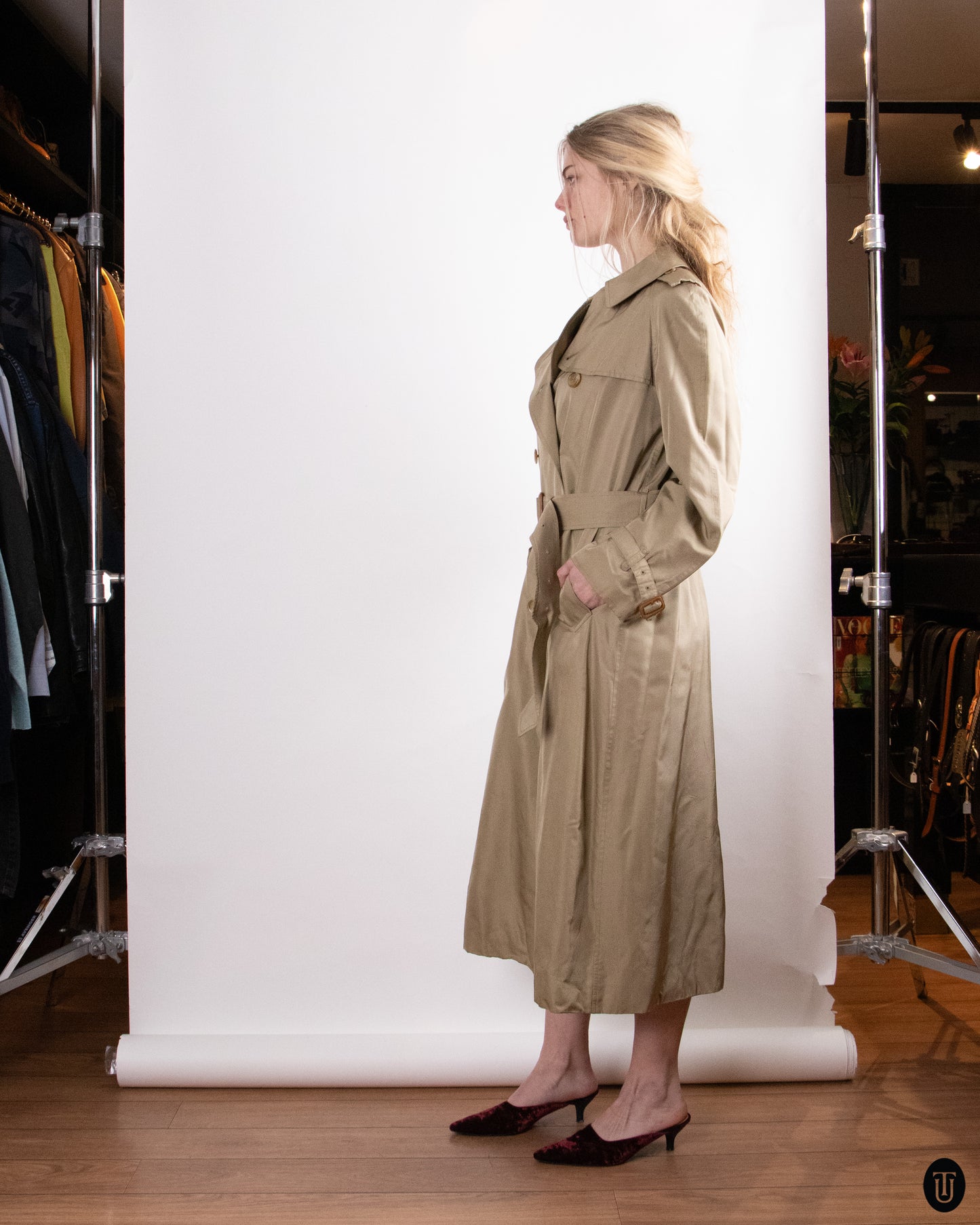 00's Burberry Silk Trench Coat M
