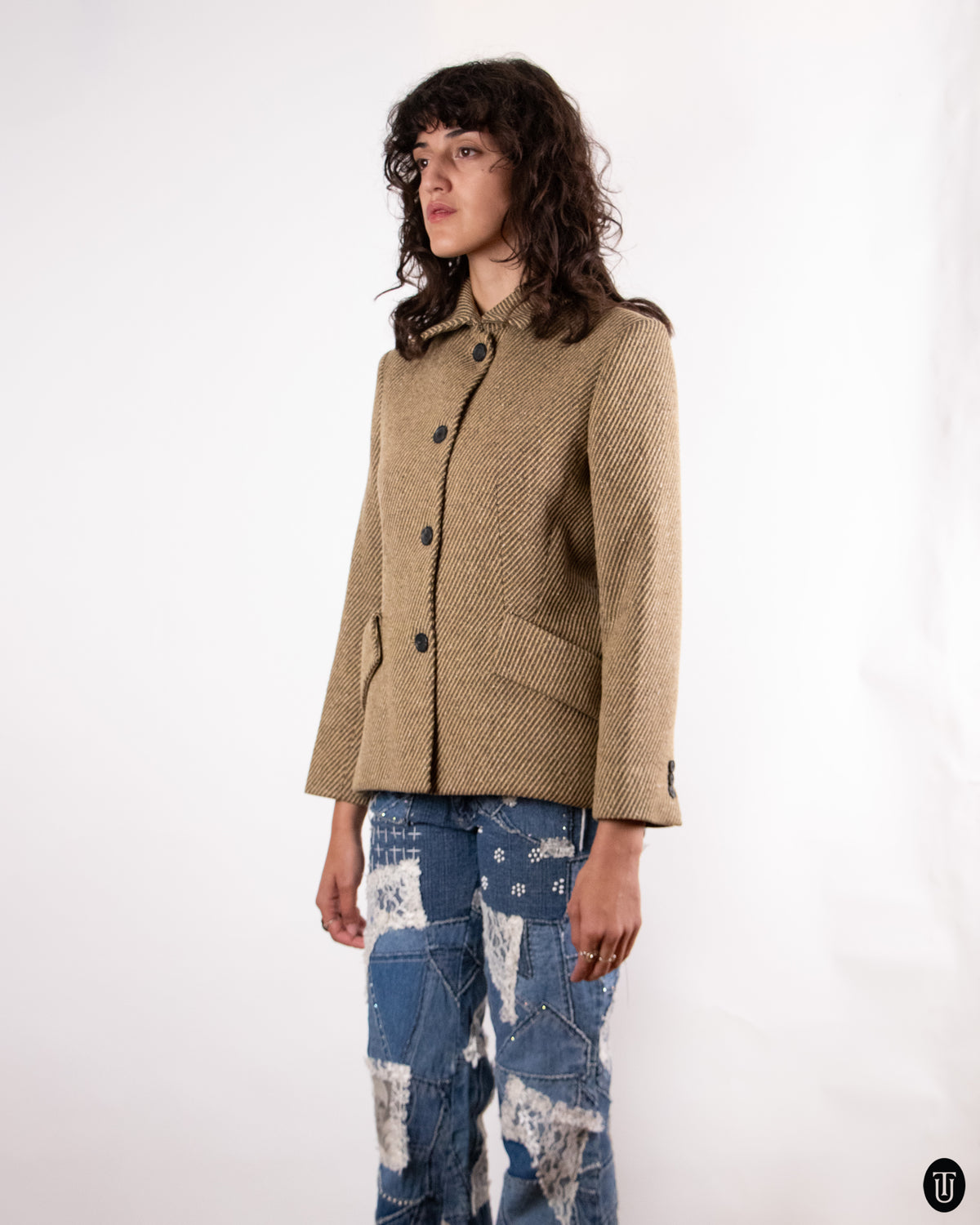 00's Christian Dior Tweed Bar Jacket M