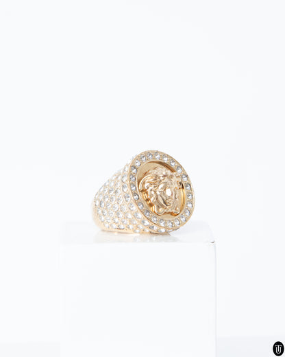 00s Versace Embellished Signet Ring
