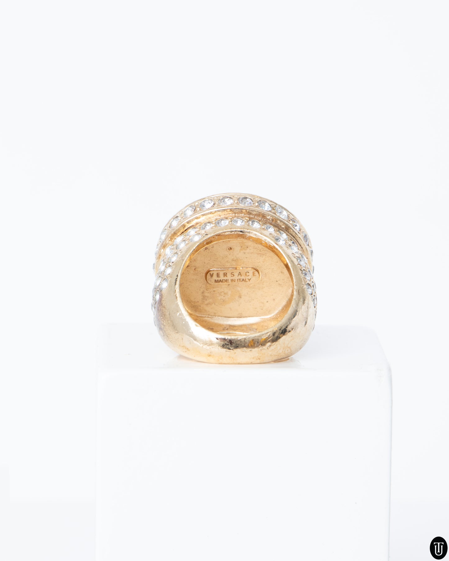 00s Versace Embellished Signet Ring