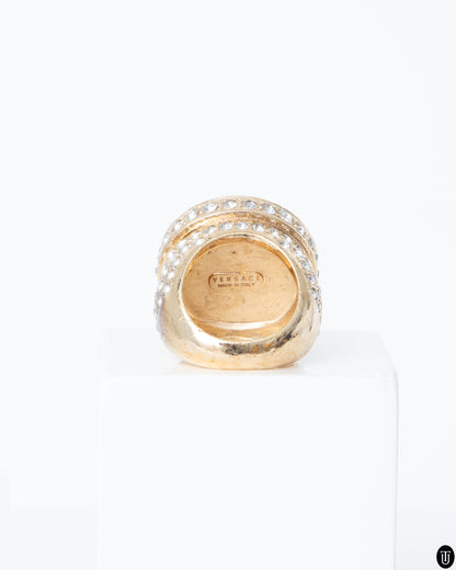00s Versace Embellished Signet Ring