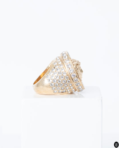 00s Versace Embellished Signet Ring