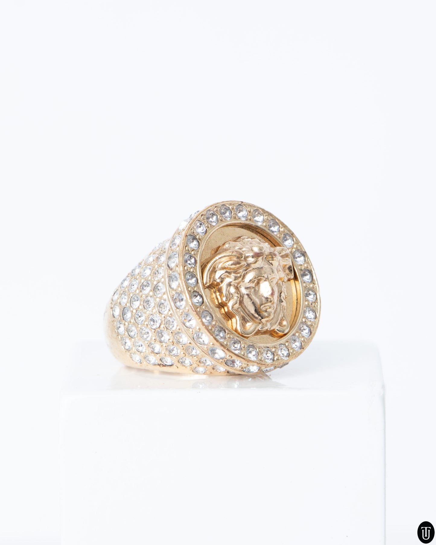 00s Versace Embellished Signet Ring